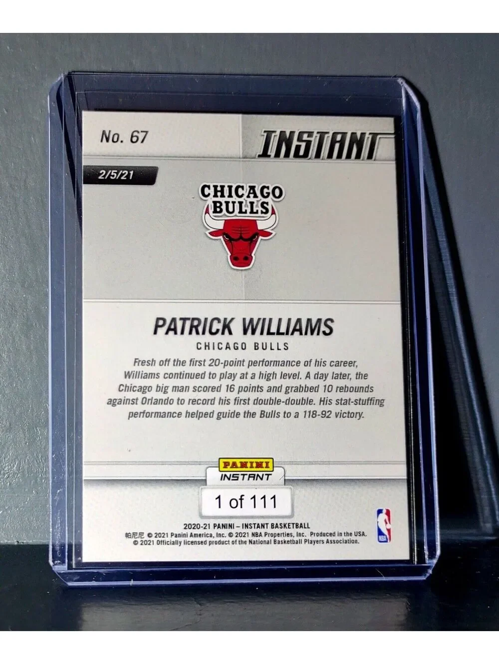 Patrick Williams 2020-21 Panini NBA #67 Basketball Rookie Card 1 of 111